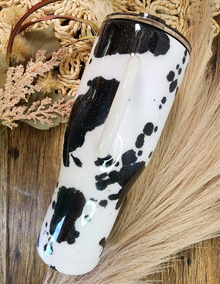 Black & White Cow Spot Tumbler / Cow Glitter Tumbler / Personalized Tu –  Farmhouse Fabrication