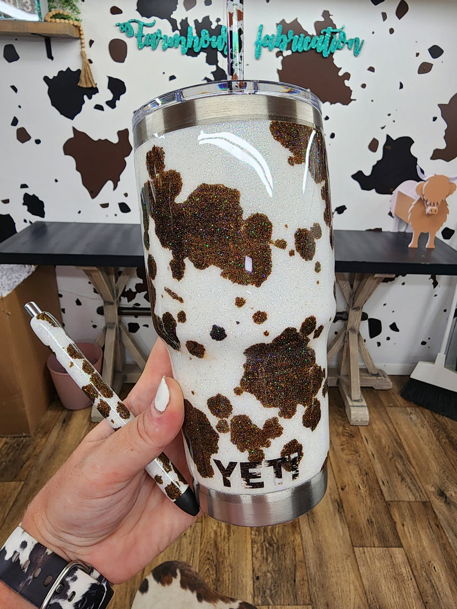 Brown Cow Print Glitter Tumbler / Custom Tumbler – Farmhouse