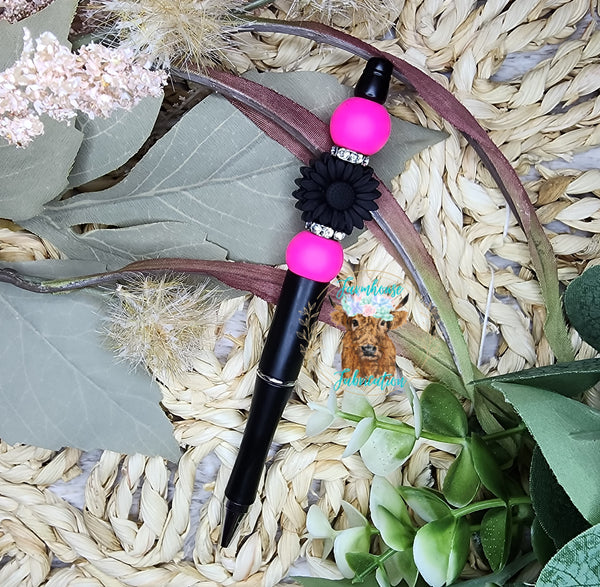 Neon Pink & Blank Sunflower Refillable Pen