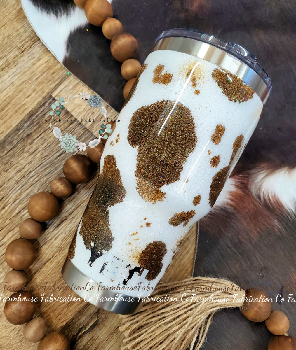 Glitter Cow print stanley dupe tumbler – MissCraftyCustoms