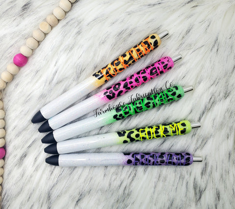 Cheetah Neon Fuck It Glitter Ink Pen Pack