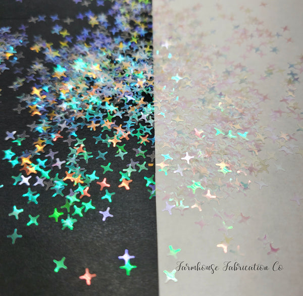 "Wish is a Dream" Iridescent Opal Four Point Stars Polyester Glitter
