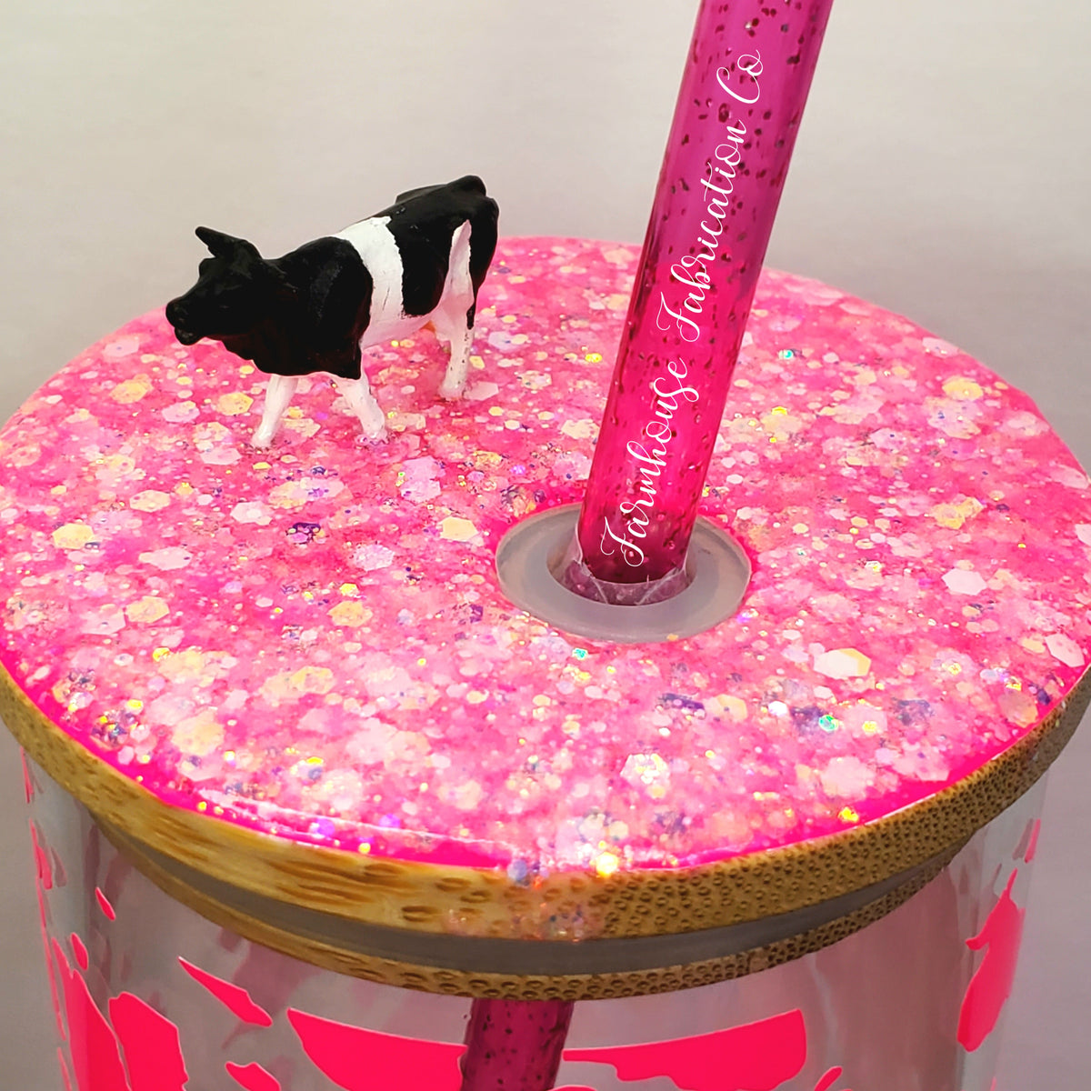 Hot Pink Cow Print Libbey Glass Beer Can with Hot Pink lid with Cow Fi –  Farmhouse Fabrication