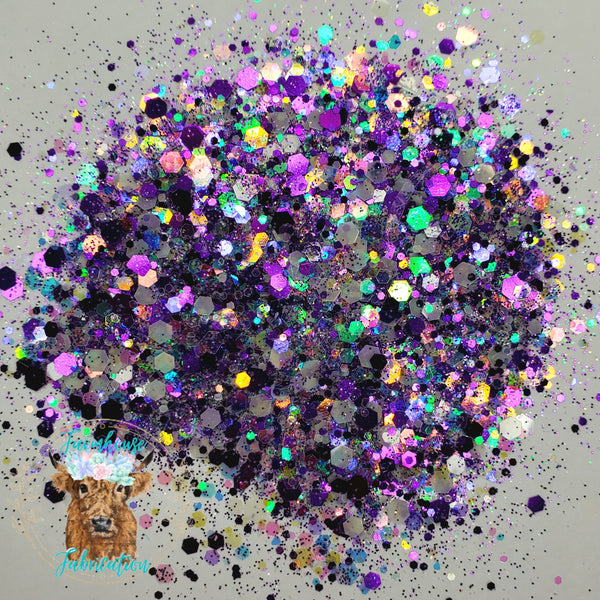 "Rag Doll" GLOW IN THE DARK Custom Mix / Purple Chunky Glitter