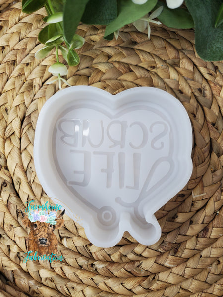 Scrub Life Stethoscope Heart Freshie Mold / Car Freshener Mold
