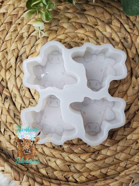 Cow Head with ear tag Vent Clip Freshie Mold / 4 in 1 / Car Freshener Mold