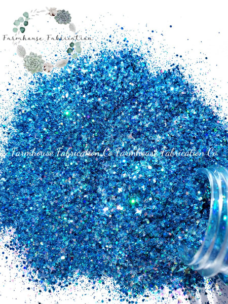 "Queen Frostine" / Blue Custom Mix Polyester Glitter / Tumbler Glitter / Winter Glitter / 4 point stars