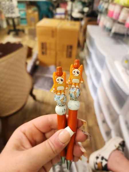 Heeler Dogs Beaded Refillable Ink Pen