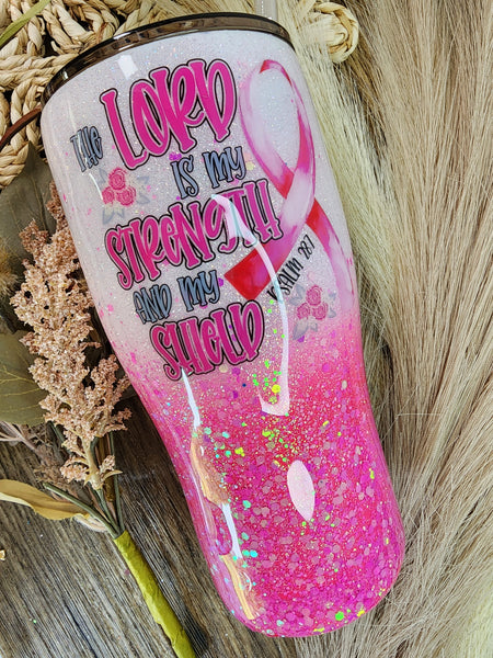 The Lord is my Strength and my Sheild 30 oz Glitter Tumbler