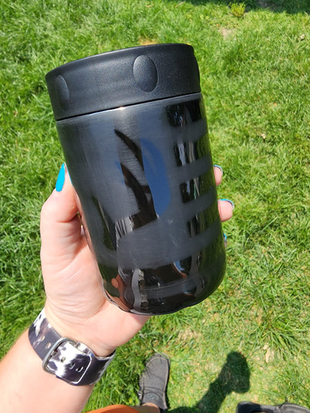Matte Black American Flag with Deer Antlers Beer Can/Bottle Kozie
