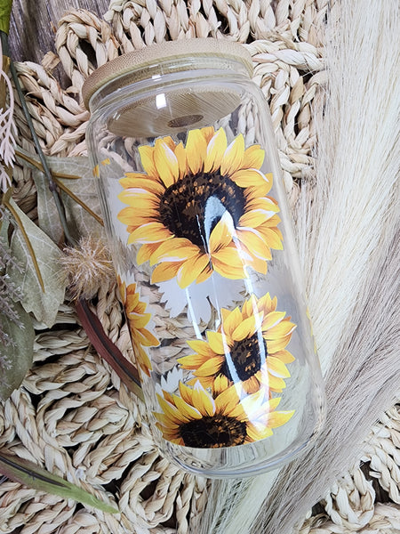 Sunflowers Libbey Beer Glass / Ice Coffee Glass