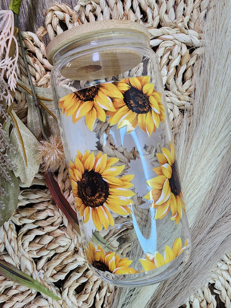 Sunflowers Libbey Beer Glass / Ice Coffee Glass