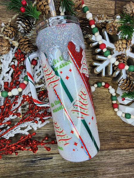 Christmas Cakes Drip Glitter Tumbler & Pen / Pen sold seperately