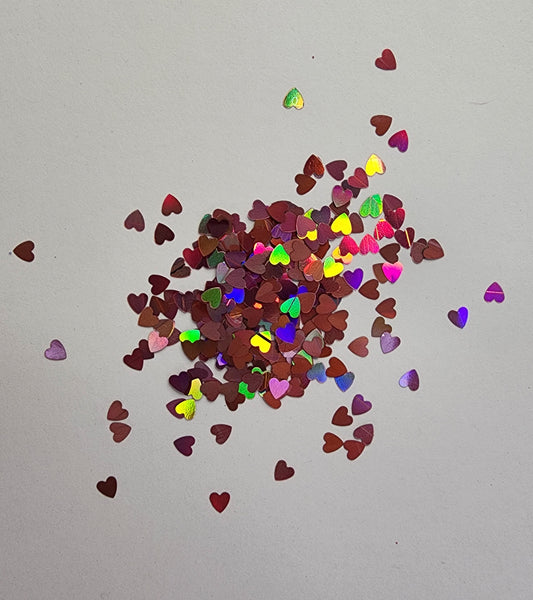 "Rose Gold Holographic Heart" Heart Shape/ Polyester Glitter/ Rose Gold Glitter