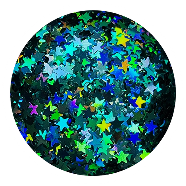 "Teal Holographic 3mm Stars" Star Shape/ Polyester Glitter/ Teal Glitter