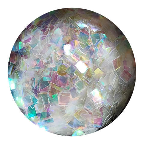 "Opal Medium Square" Square Shape/ Polyester Glitter/ White Glitter