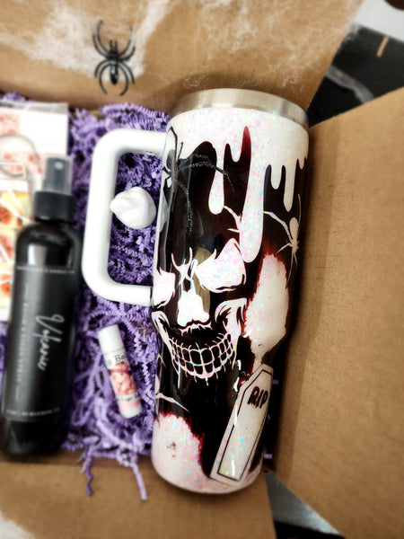 Spooky Skull Blood Drink Glow-in-the-dark Glitter Tumbler / Halloween