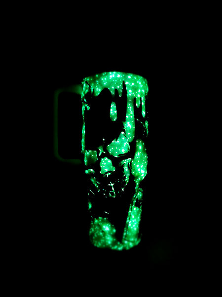 Spooky Skull Blood Drink Glow-in-the-dark Glitter Tumbler / Halloween