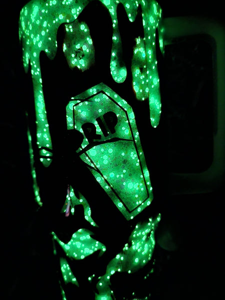 Spooky Skull Blood Drink Glow-in-the-dark Glitter Tumbler / Halloween