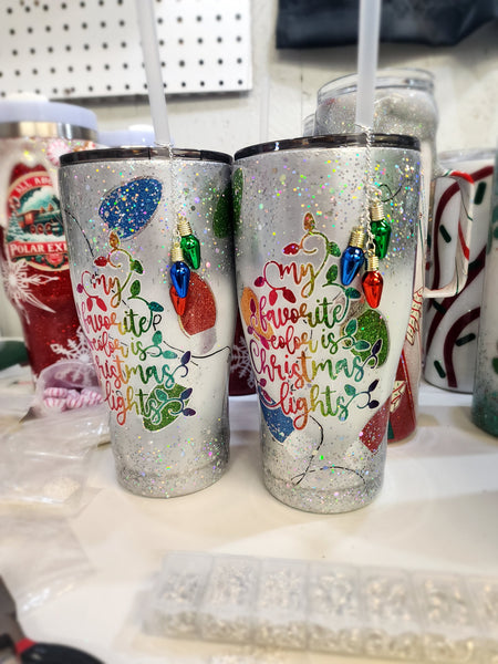 My Favorite Color is Christmas Lights Glitter Tumbler & Pen / Pen sold seperately
