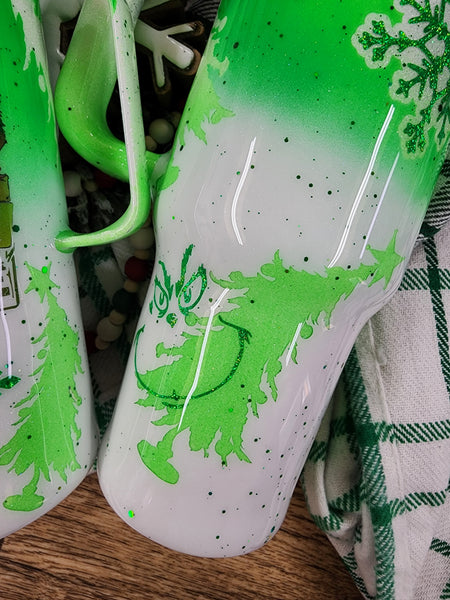 Whoville Grinch Christmas Glitter Tumbler & Pen / Pen sold seperately