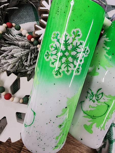Whoville Grinch Christmas Glitter Tumbler & Pen / Pen sold seperately