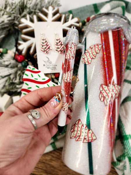 Christmas Cakes Drip Glitter Tumbler & Pen / Pen sold seperately