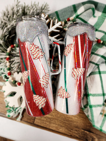 Christmas Cakes Drip Glitter Tumbler & Pen / Pen sold seperately