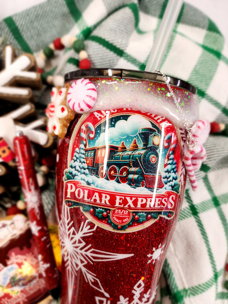 Polar Express Christmas Glitter Tumbler & Pen / Pen sold seperately