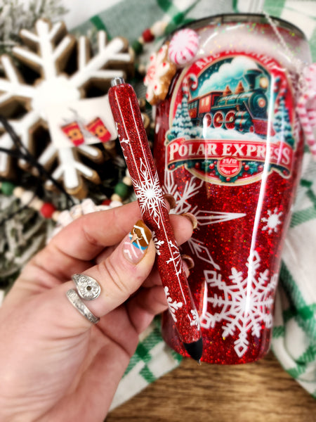 Polar Express Christmas Glitter Tumbler & Pen / Pen sold seperately