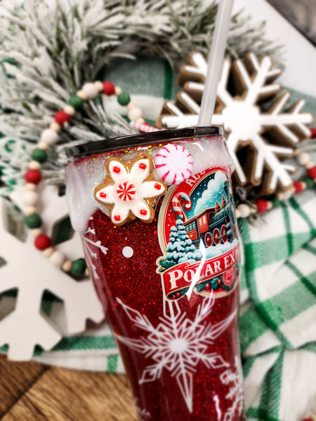 Polar Express Christmas Glitter Tumbler & Pen / Pen sold seperately