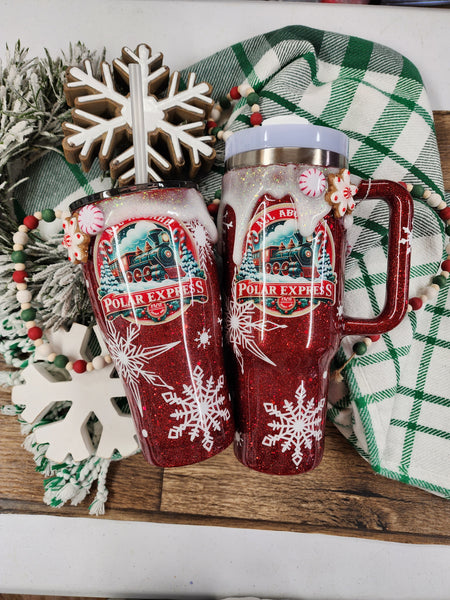 Polar Express Christmas Glitter Tumbler & Pen / Pen sold seperately