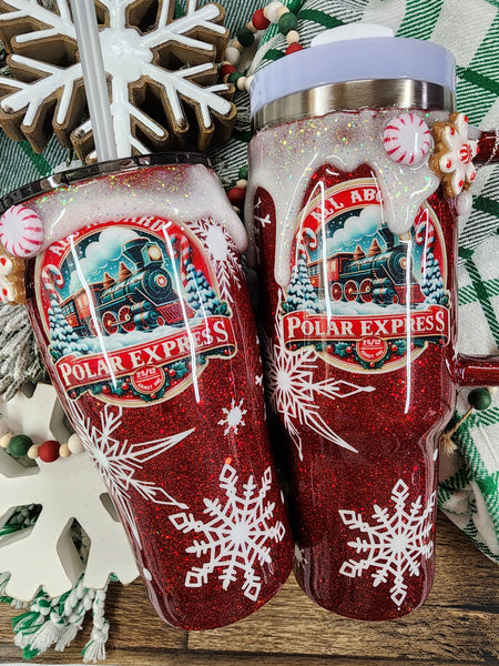 Polar Express Christmas Glitter Tumbler & Pen / Pen sold seperately