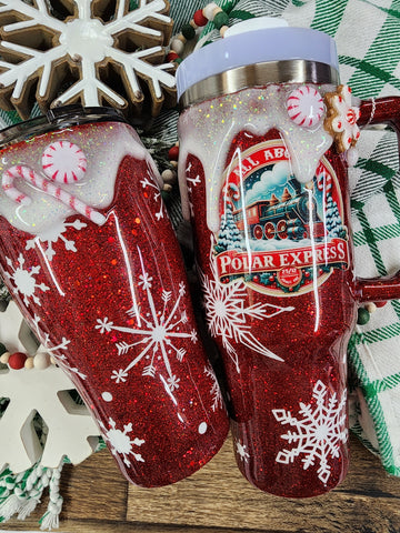 Polar Express Christmas Glitter Tumbler & Pen / Pen sold seperately