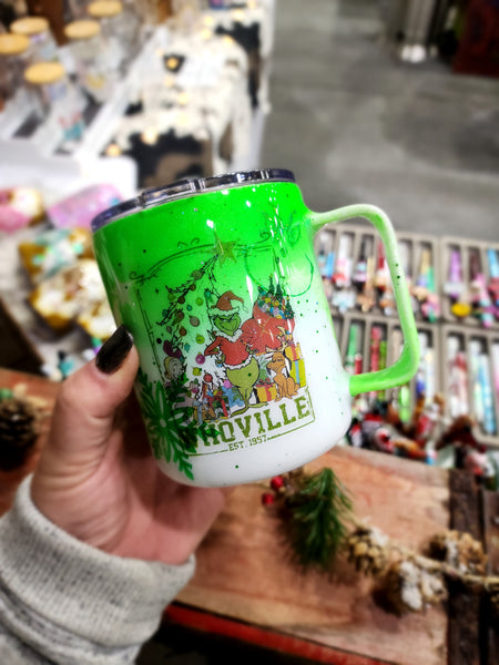 Whoville Grinch Christmas Glitter Tumbler & Pen / Pen sold seperately