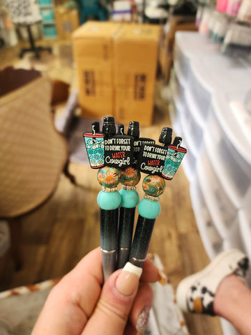 RTS Don't Forget to Drink Your Water Cowgirl Refillable Ink Pen