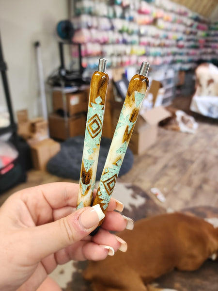 Aztec Cowhide Glitter Pen