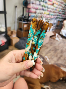 Aztec Cowhide Glitter Pen