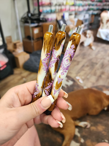Aztec Cowhide Glitter Pen