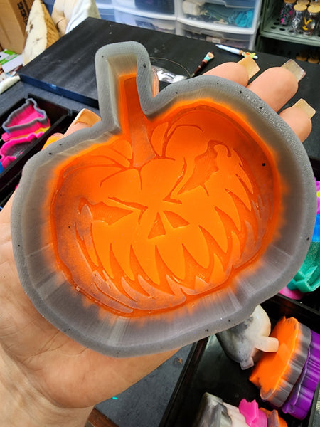Scary Pumpkin Freshie Silicone Mold / Custom Made to Order / Freshie Mold