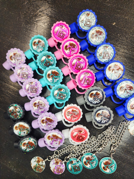 Aztec Cowhide Glitter STRAW TOPPER