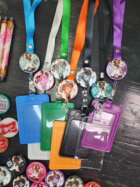 Aztec Cowhide Glitter Lanyard