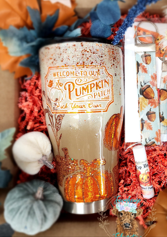 Pumpkin patch Fall Peek-a-boo Glitter Tumbler