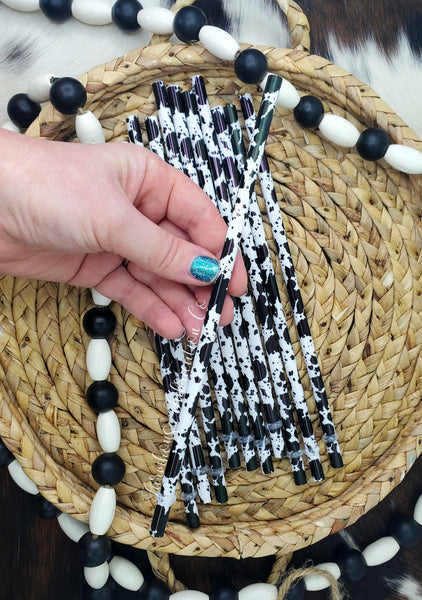 Cow Printed Reusable Straws / Printed Straws / Acrylic Straws