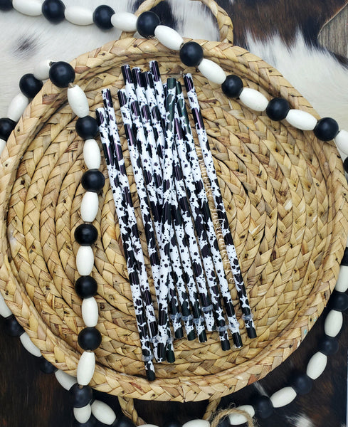Cow Printed Reusable Straws / Printed Straws / Acrylic Straws