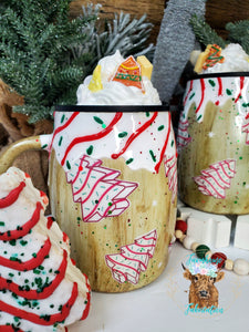 Christmas Cake Wood Grain Christmas Glitter Tumbler / Topper sold seperately