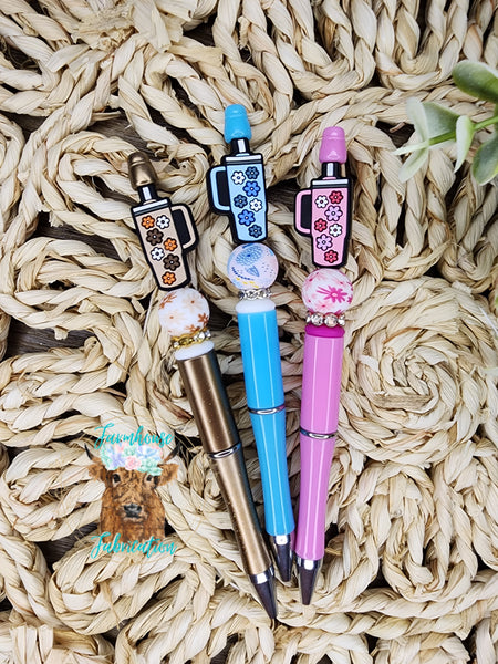 Floral Cups Beaded Refillable Ink Pen