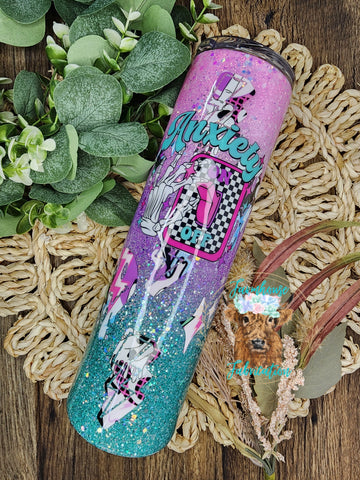 Anxiety ON Glitter Tumbler 35 oz Skinny