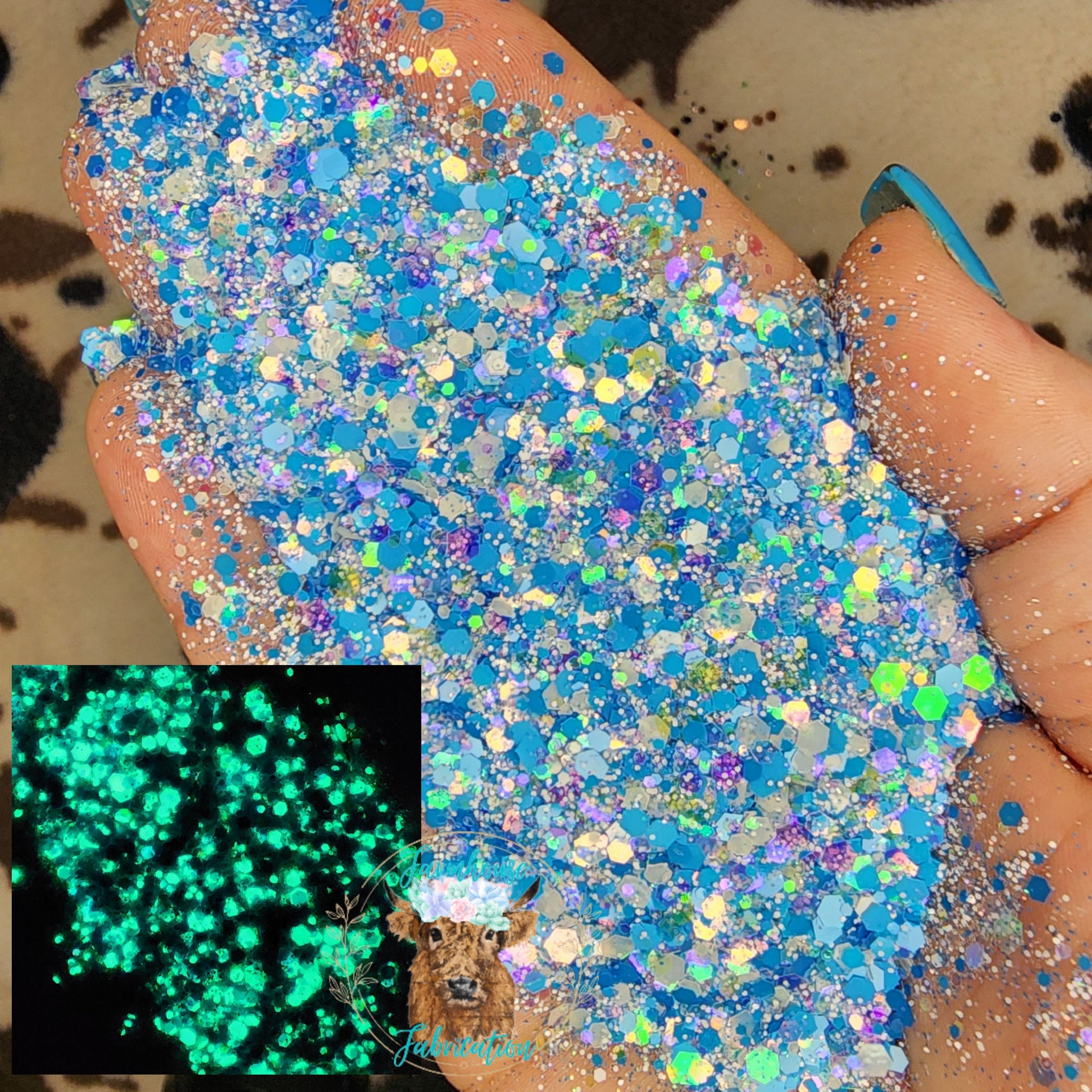 "Blow Pop" GLOW IN THE DARK GLITTER / Custom Mix / Polyester Glitter / Tumbler Glitter / Blue Glitter