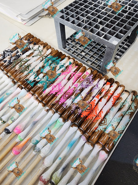 Aztec Cowhide Glitter Pen